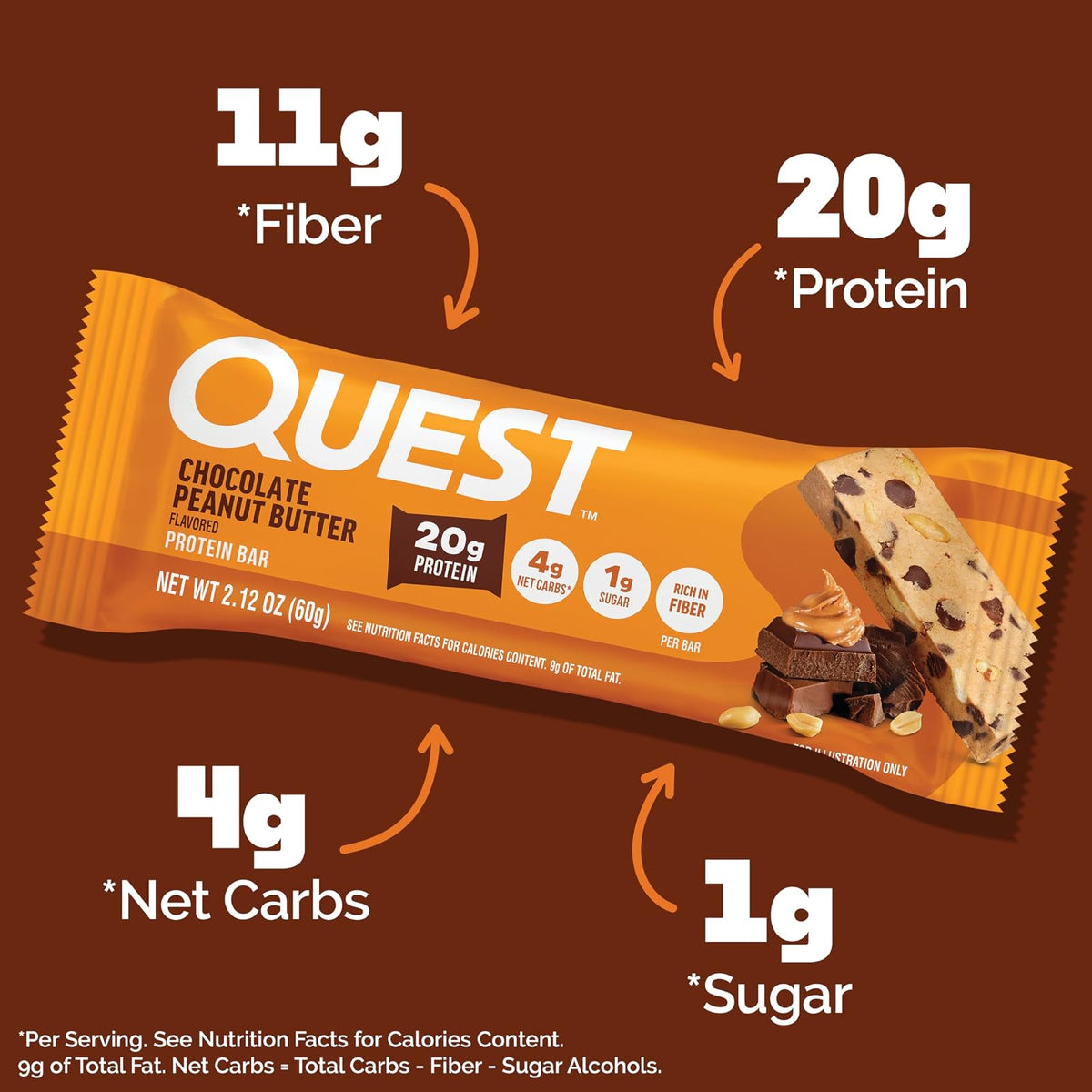 Quest Nutrition Barra de Proteína sabor Chocolate con Crema de Cacahuate - 12 Piezas