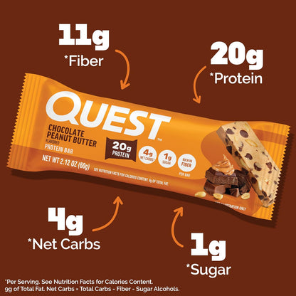 Quest Nutrition Barra de Proteína sabor Chocolate con Crema de Cacahuate - 12 Piezas