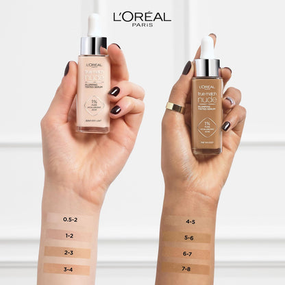 L'Oréal Paris True Match Sérum Rellenador con Color, Base de Maquillaje con Ácido Hialurónico, Hidrata la Piel al Instante, Textura Ligera, Tono 4-5 Medium, 30 ml