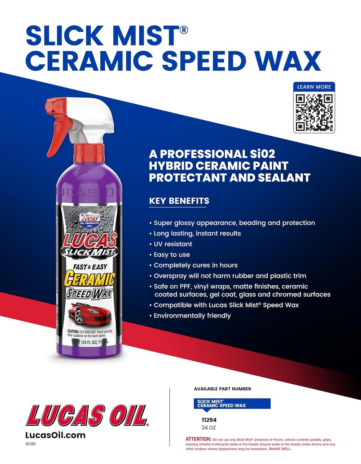 Lucas Oil 11294 Slick Mist Cerámica Speed Wax - 24 onzas (Paquete de 6)