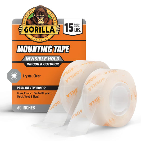 2xGORILLA GLUE 3044101 1.5 m Heavy Duty Double Sided Mounting Tape - Clear by Gorilla Glue
