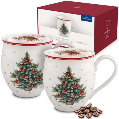 Villeroy & Boch Toy's Delight Juego de Desayuno para 2, 6 Piezas, Rojo - Mug set 2pcs, X-mas tree