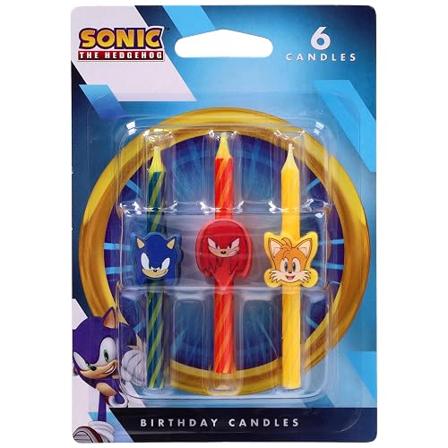 Sonic The Hedgehog - Velas de pastel de 6 cumpleaños con sonic, nudillos y colas, para fiesta Sonic