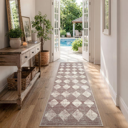 Lahome Alfombra Marroquí de Enrejado, Antideslizante - 6' x 2' (Corredor) - Beige