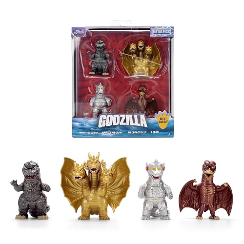 Jada Godzilla Metalfigs Paquete de 4 Cifras coleccionables Toho Monsters Escala de 2.5 Pulgadas – Godzilla, Mechagodzilla, Ghidorah, Rodan Toys