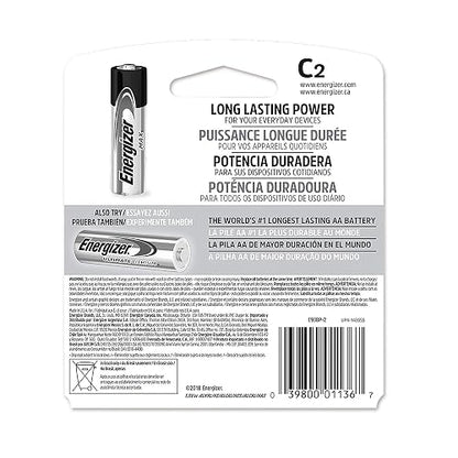 Energizer - Pilas Alcalinas C, MAX, 1.5V, Paquete de 2 | Vida útil hasta 10 años sin uso, para radios, linternas y juguetes tamaño C, diseño anti-fugas