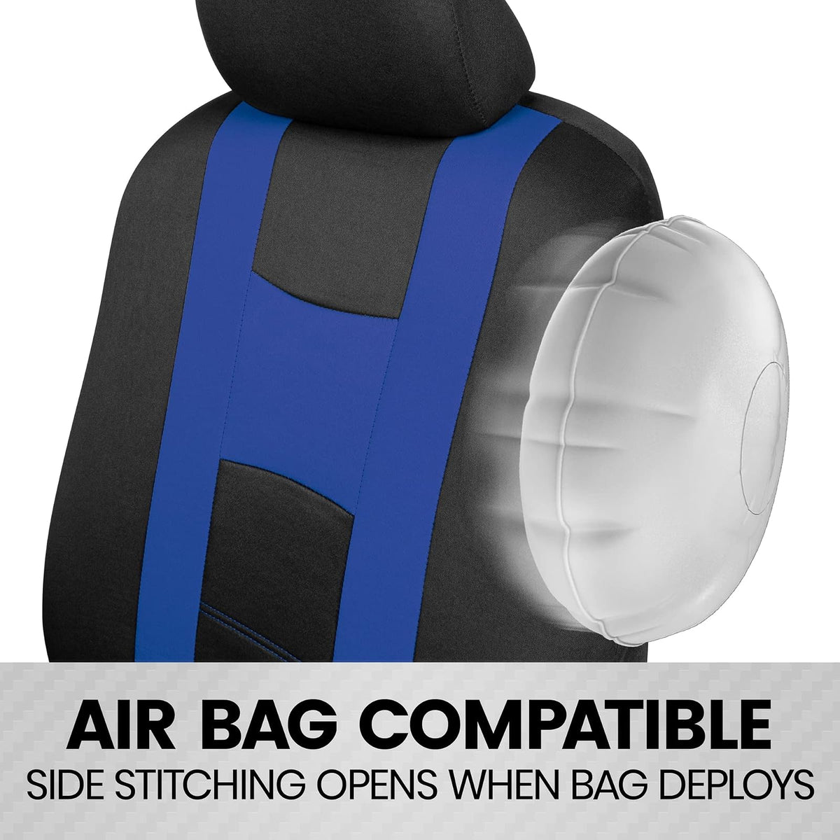 BDK - Juego completo de fundas para asientos de automóvil CarXS Forza Blue, fundas para asientos delanteros bicolores con funda de asiento trasero a juego para automóviles, protectores de asiento de automóvil de politela con diseño de banco dividido, fundas p