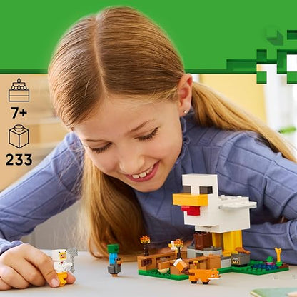LEGO Minecraft La Granja de Gallinas – Juguete de Construcción para Niñas y Niños Mayores de 7 Años – Set Minecraft con Figuras de Animales y Gallinero – Idea de Regalo – 21585