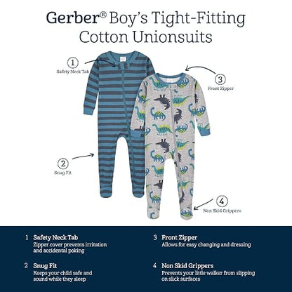 Gerber Paquete de 4 Pijamas con pies Mamelucos para bebés y niños pequeños para Bebé-Niñas