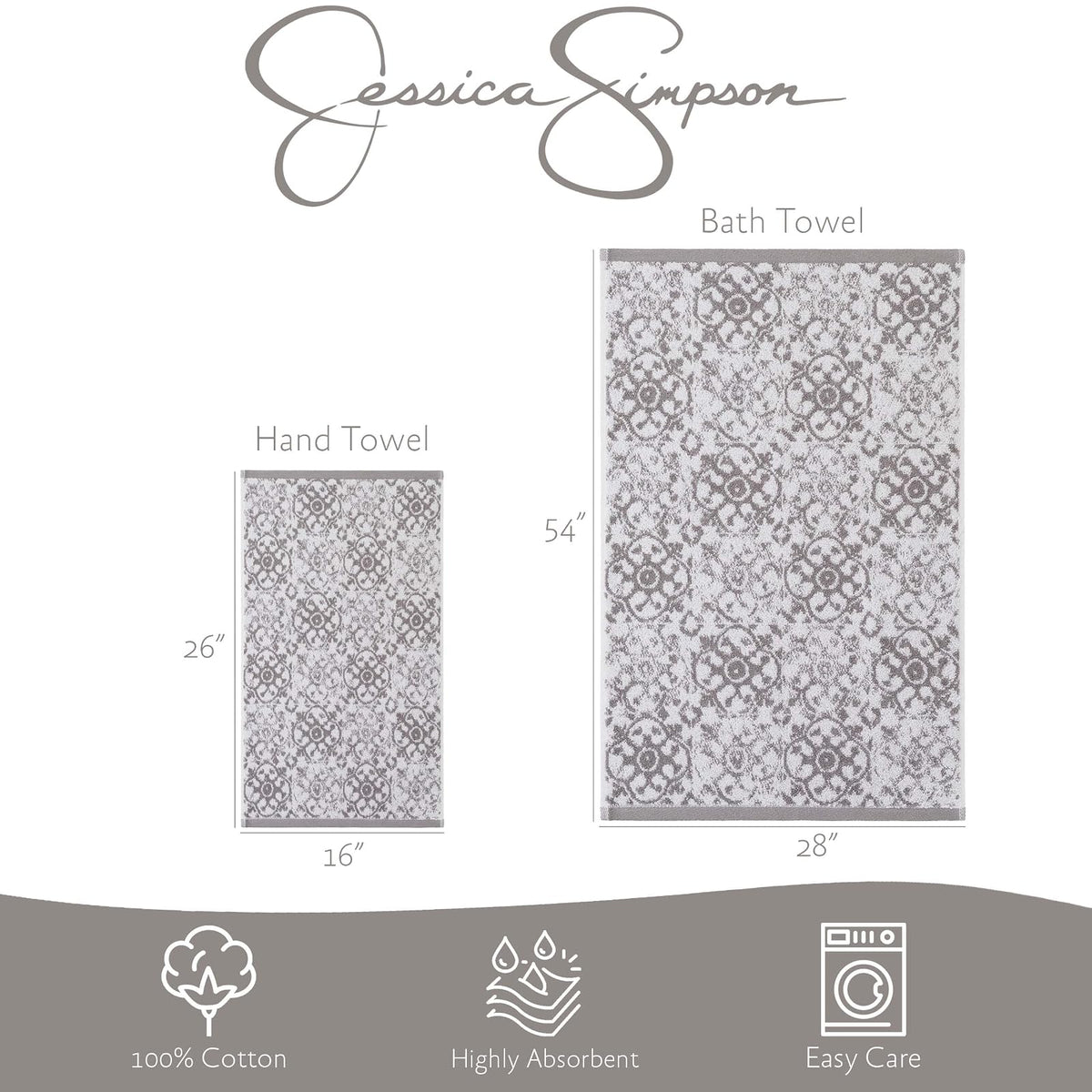 Jessica Simpson JS Aziza - Juego de 4 Toallas de baño y Mano