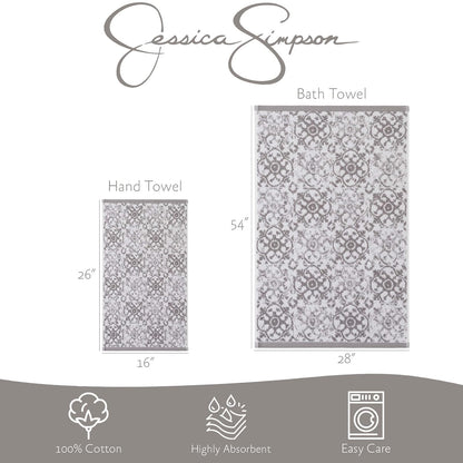 Jessica Simpson JS Aziza - Juego de 4 Toallas de baño y Mano