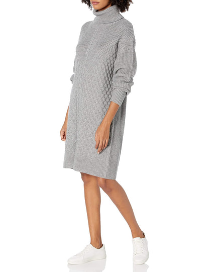 The Drop Rosalie Minivestido Para Mujer, De Punto Trenzado Para Mujer, Gris Escarcha Jaspeado, M