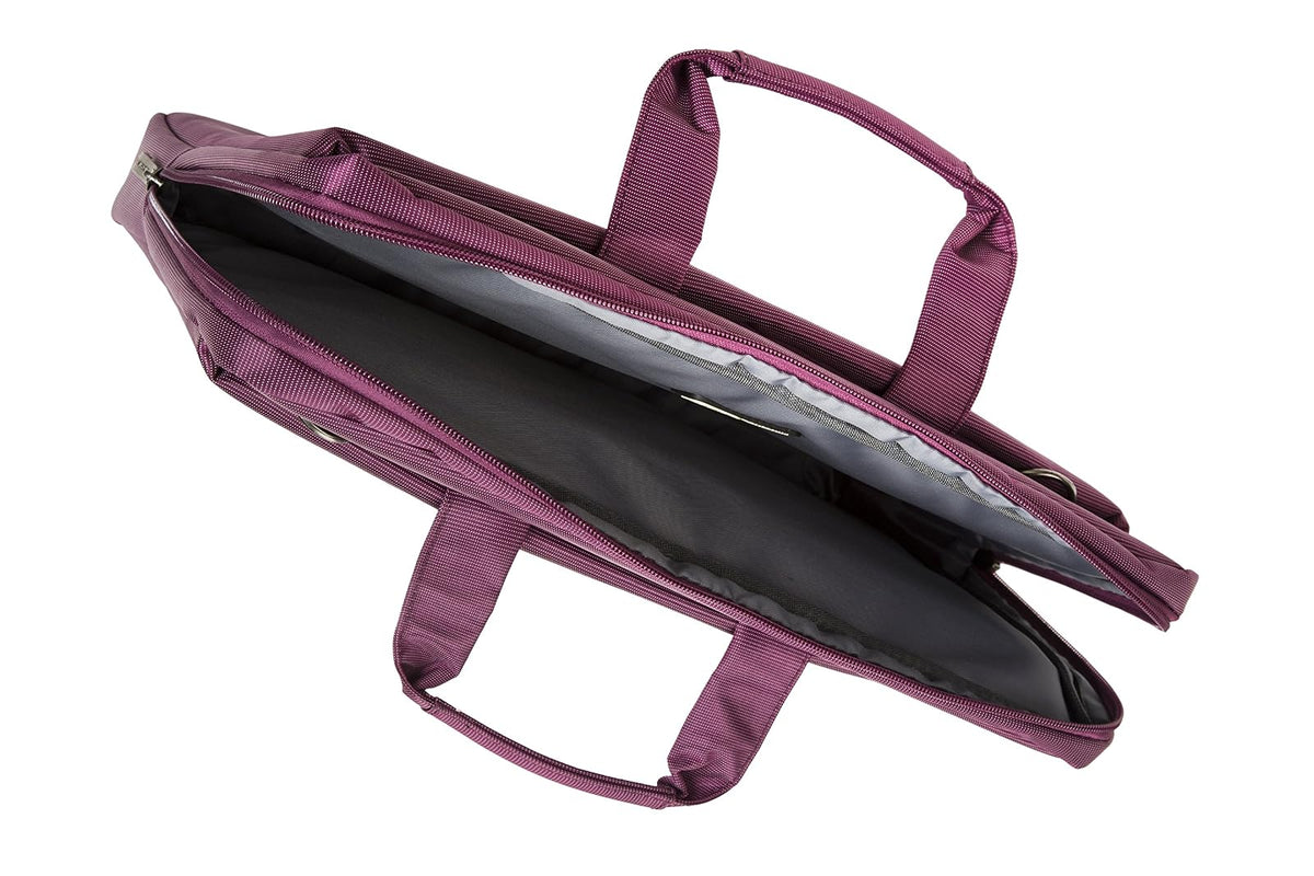 Rivacase 8231 Sofisticado Portafolio Slim Violeta para MacBook Pro Laptop 15.6" hecho de Tela Ultra-Resistente, espacio p/Tablet, Telefono y Documentos, Asas Acojinadas. De Alemania, Colección Central