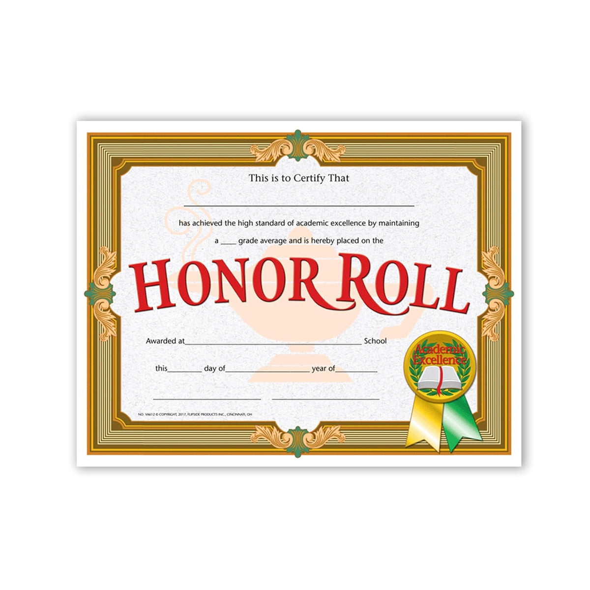 HAYES ESCHOOL PUBLISHING Honor Roll Certificate, 8-1/2 x 11 pulgadas, papel, paquete de 30, tinta azul, micro punta de 0,5 mm