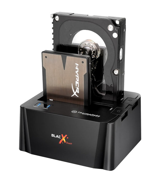 Thermaltake BlacX Duet 2.5"/3.5" SATA I/II/III USB 3.0 Estación de Acoplamiento para Disco Duro Externo ST0014U-D, Negro