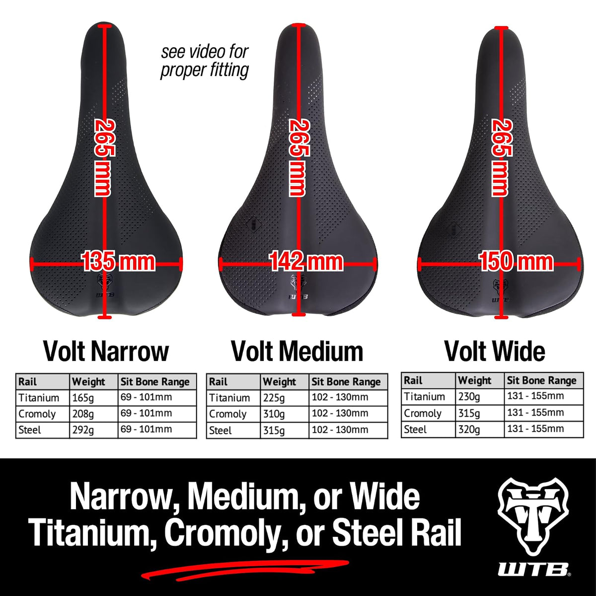 WTB Volt - Sillín para Bicicleta de montaña, Gel, Negro, Unisex, para Adultos