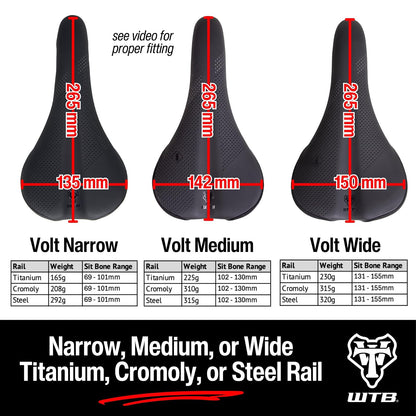 WTB Volt - Sillín para Bicicleta de montaña, Gel, Negro, Unisex, para Adultos