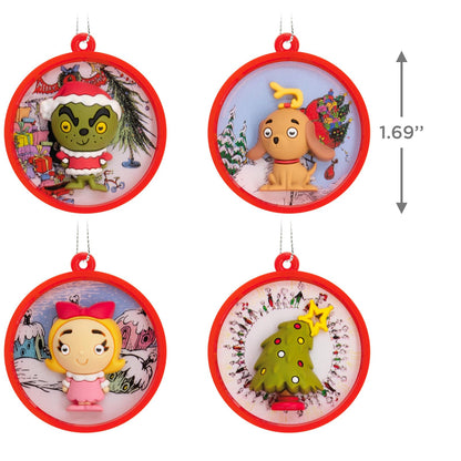 Hallmark Dr. Seuss's How The Grinch robó la Navidad Scenes Mini Adornos de Navidad, irrompibles, Juego de 4