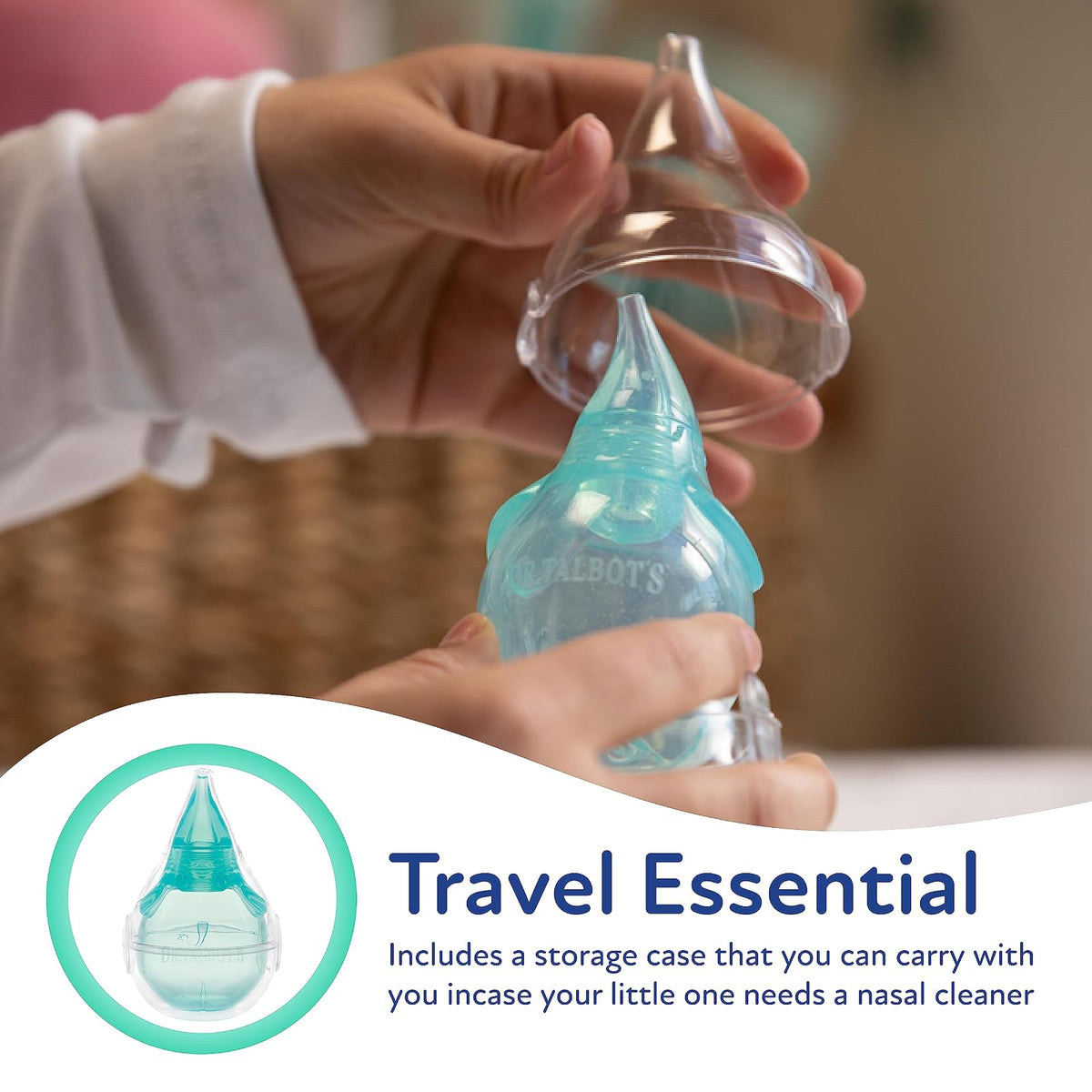 Dr. Talbot's Nasal Aspirator for Babies - BPA-Free Silicone - with Storage Case - Blue Elephant