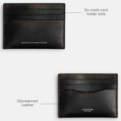 Coach - Estuche plano para tarjetas para hombre, negro, marrón tostado (Black/Light Tan), One Size