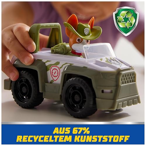 Paw Patrol, vehículo de Rescate de la Jungla de Tracker, vehículo de Juguete con Figura de acción Coleccionable, Juguetes respetuosos con el Medio Ambiente para niños y niñas a Partir de 3 años