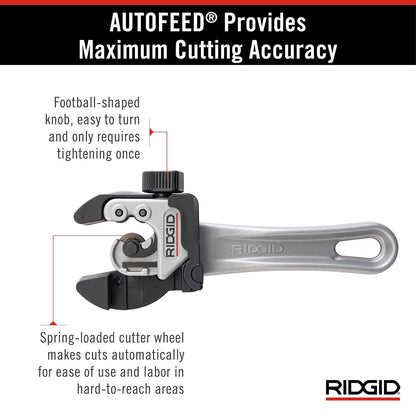 RIDGID - Cortatubos RIDGID 118 para Cobre, Herramienta 2 en 1 para Espacios Reducidos, Corte Preciso y Compacto