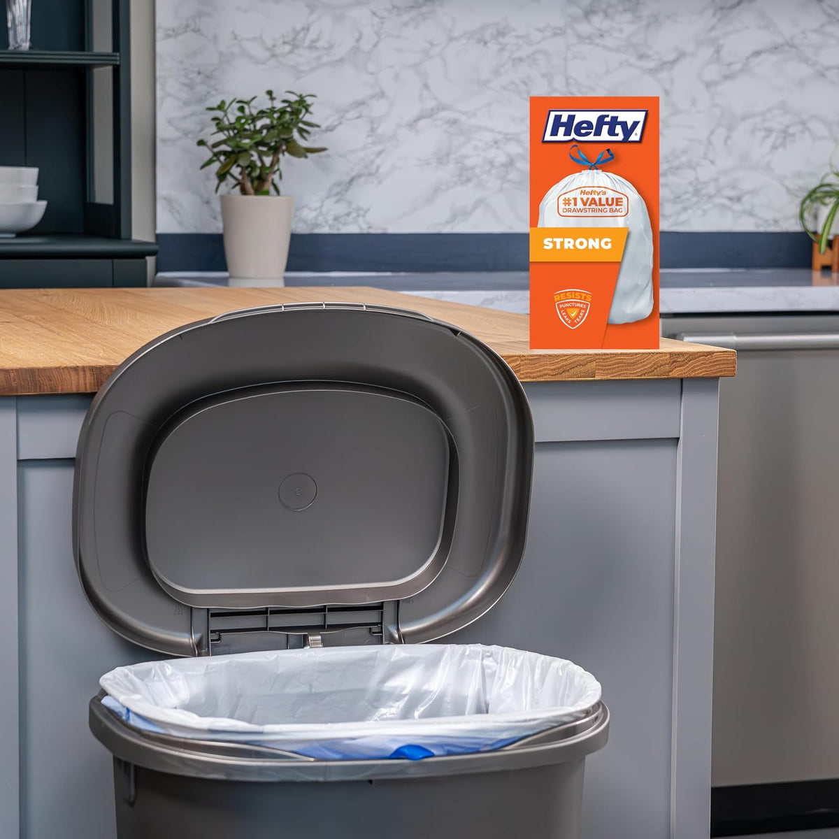 Hefty Bolsas de basura de cocina fuertes y altas, sin perfume, 13 galones, 120 unidades