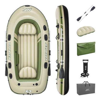 Hydro-Force 9'8" x 54" Voyager X3 Inflatable Raft Set | Fits Up to 3 Adults | Includes Boat, Aluminum Oars, Hand Pump, Gear Pouch, Carry Bag, Repair Patch Kit - Voyager 3-Personas