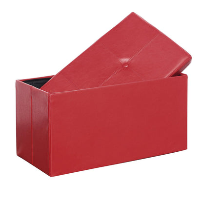CorLiving LMY-450-O Denali Folding Storage Ottoman in Red Leatherette, 28-Inch, Red