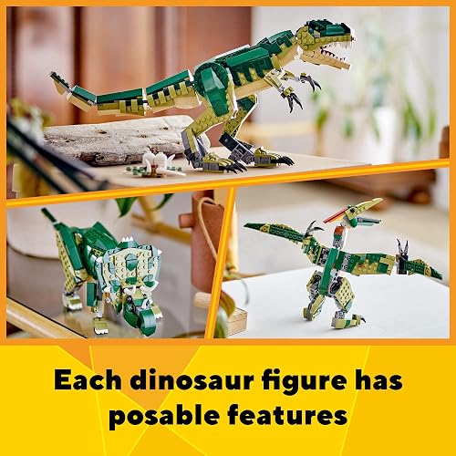 LEGO® Creator 3en1 T. Rex Convertible en Triceratops o Pterodáctilo, Figuras articuladas de Dinosaurios, Juguete de construcción Ideal como Regalo para niños y niñas 31151