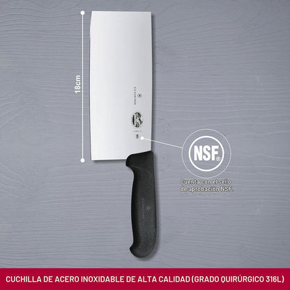 Victorinox 5.4063.18 Cuchillo Chino para Chef, color Negro, 18 cm