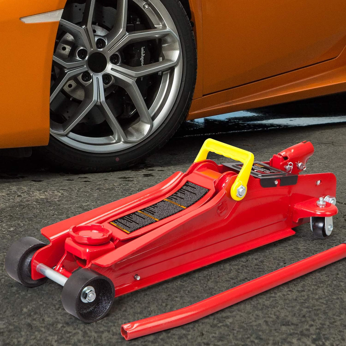 BIG RED T825051-1 Torin Gato hidráulico de Perfil bajo para Piso con Carro, Bomba de elevación rápida de pistón único, Capacidad de 2.5 toneladas (5,000 LB) - Rojo