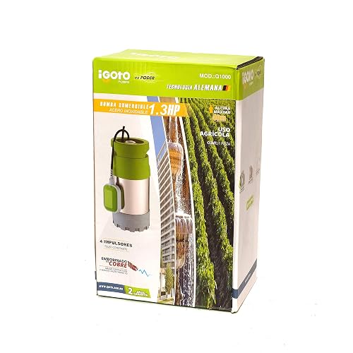 Igoto Pump Q1000 Bomba Sumergible de Acero Inoxidable, 1 ⅓ HP