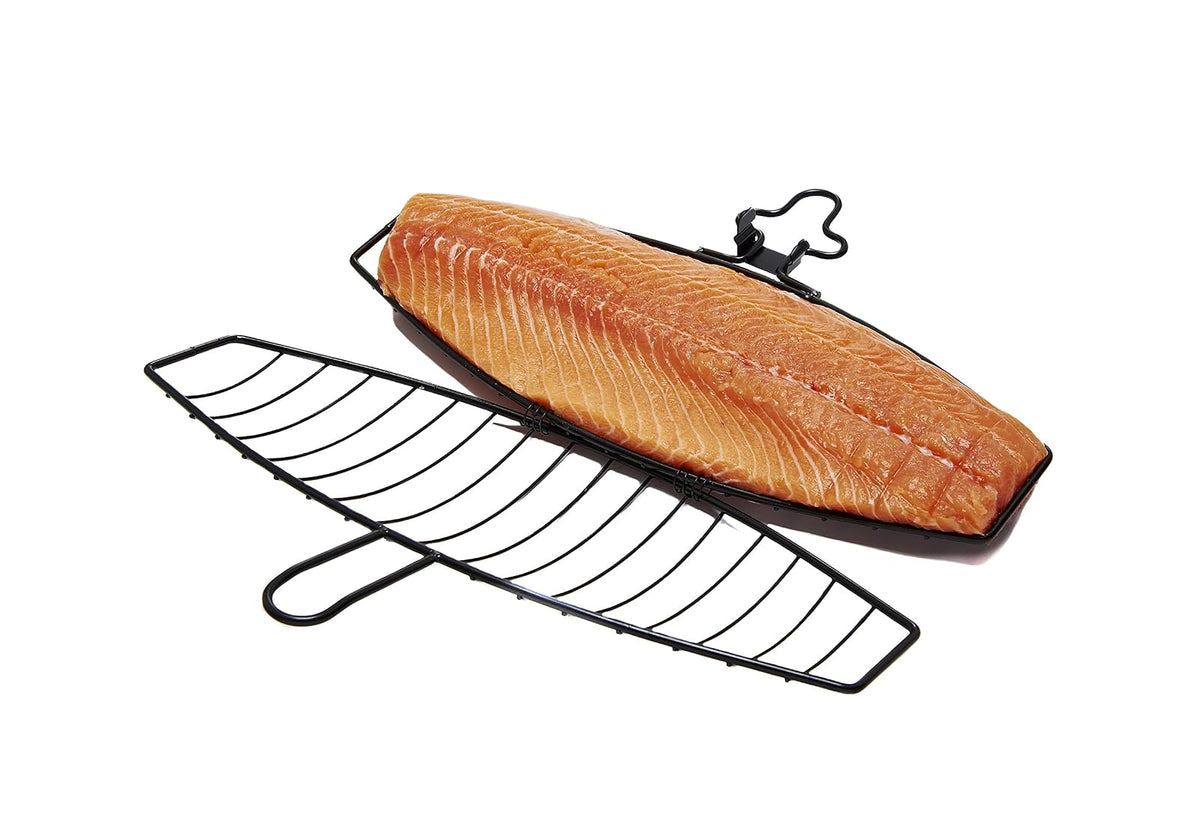 GrillPro 21015 - Cesta de pescado con mango desmontable, chapado en cromo