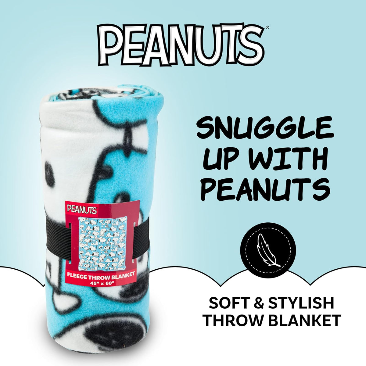 Silver Buffalo Peanuts Snoopy Multi Pose Expression - Manta de Forro Polar de 45 x 60 Pulgadas, Suave y acogedora, 180 g/m²
