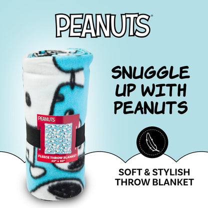 Silver Buffalo Peanuts Snoopy Multi Pose Expression - Manta de Forro Polar de 45 x 60 Pulgadas, Suave y acogedora, 180 g/m²