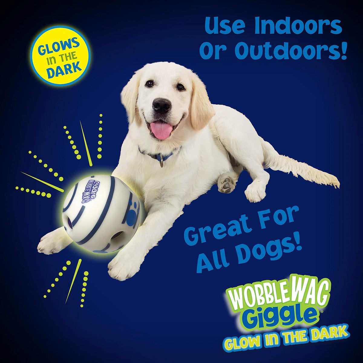 Wobble Wag Giggle Brilla en la Oscuridad, Juguete Interactivo para Perro, Divertidos Sonidos de Risa Cuando se enrollan o se agita, Las Mascotas Saben Mejor, como se ve en la televisión