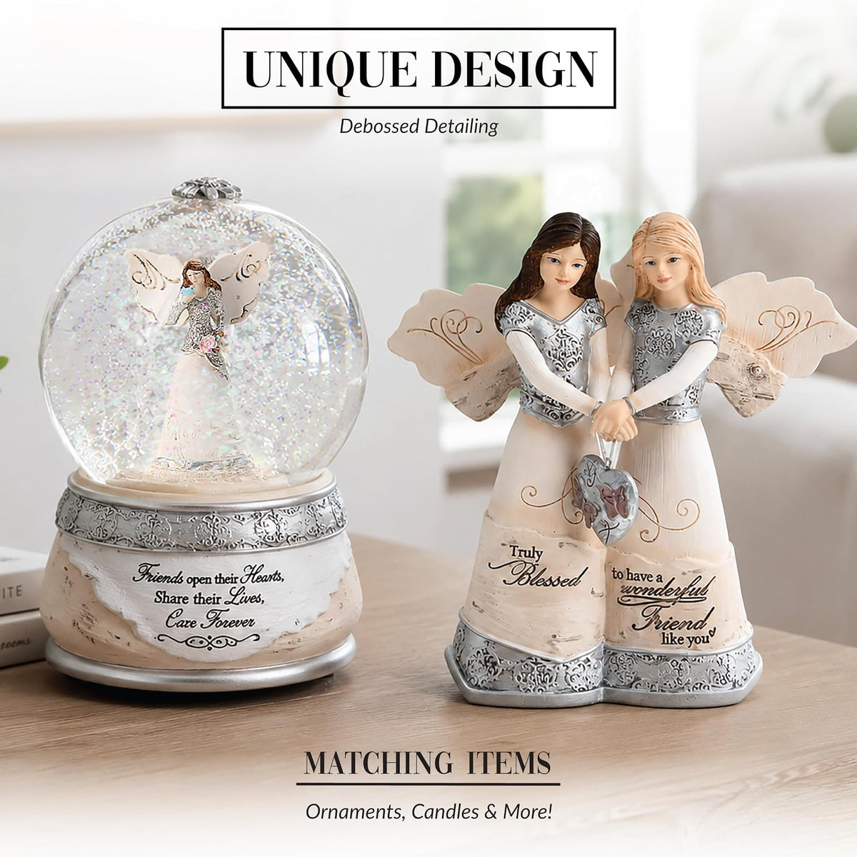 Pavilion Elements Angels - Figura de ángel Doble expositor de figura de ángel – Texto Impreso "Truly Blessed to Have A Wonderful Friend Like You", coleccionables de ángel, Cifras de Hermana ángel,