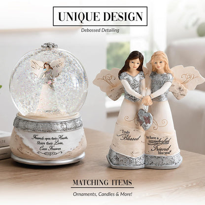 Pavilion Elements Angels - Figura de ángel Doble expositor de figura de ángel – Texto Impreso "Truly Blessed to Have A Wonderful Friend Like You", coleccionables de ángel, Cifras de Hermana ángel,
