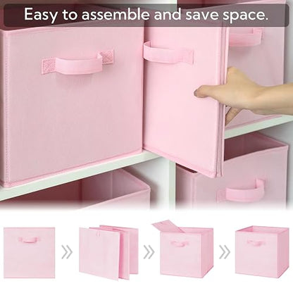 GRANNY SAYS Cubos Almacenaje, Pack de 6 Cubos de Almacenamiento 27x27, Cajas Almacenaje Tela, Cestas Organizadoras, Cajas Organizadoras Plegable, Kallax Accesorios, Cajas para Estanterias, Rosa