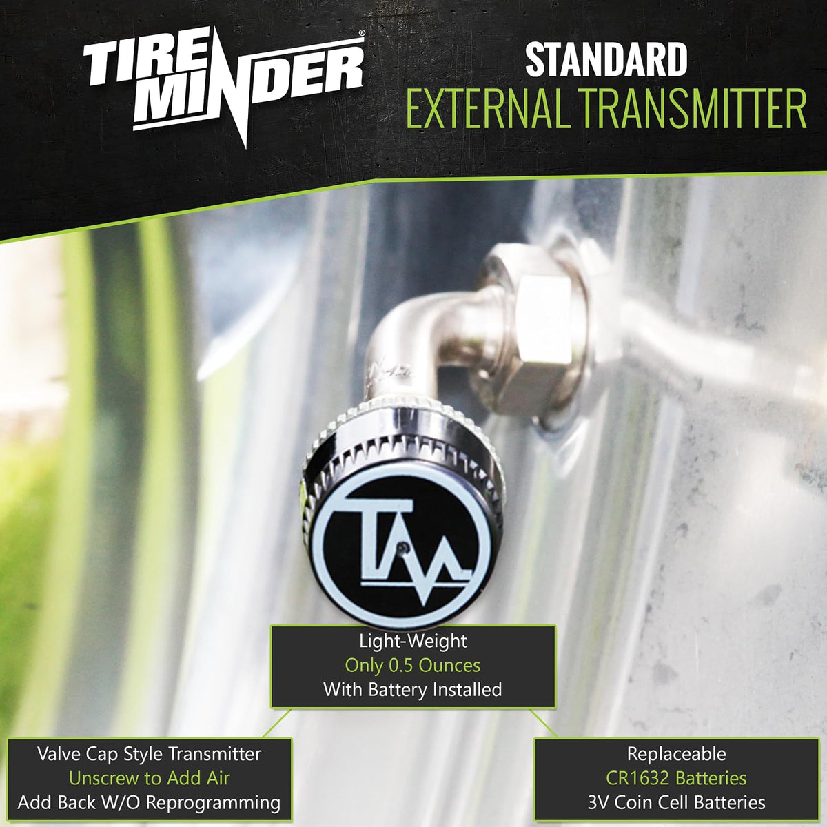 TireMinder i10 RV TPMS con 4 transmisores, Negro