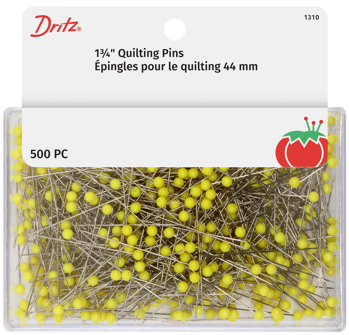Dritz 1310 - Pasadores para acolchar, Amarillo, 1-3/4 Pulgadas (500 Unidades)