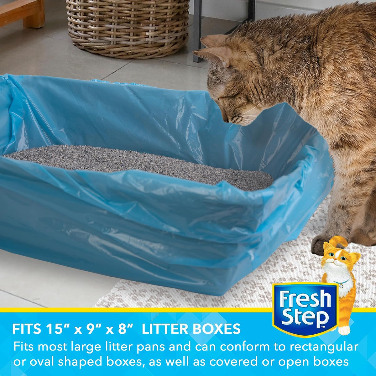 Fresh Step Bolsas de Arena Grandes con cordón, Forros Resistentes para Caja de Arena de Gatos, perfumadas y sin Perfume, Limpieza rápida y fácil, perfumadas, Grandes, Paquete de 3