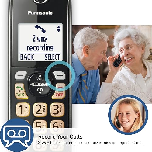 Teléfono inalámbrico Panasonic con contestador automático, Bloqueo de Llamadas avanzado, identificador de Llamadas bilingüe y Pantalla de Alto Contraste fácil de Leer, Sistema Ampliable con 3 auricul
