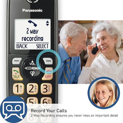 Teléfono inalámbrico Panasonic con contestador automático, Bloqueo de Llamadas avanzado, identificador de Llamadas bilingüe y Pantalla de Alto Contraste fácil de Leer, Sistema Ampliable con 3 auricul