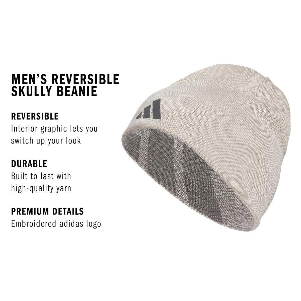 adidas Reversible Skully Beanie, Standard Fit Skull Cap/Hat for Winter Gorro para Clima frío Hombre