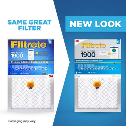 Filtrete Filtro de aire inteligente de 20 x 24 x 1, MPR 1900 MERV 13, filtros de aire de alta calidad para alérgenos, bacterias y virus de 1 pulgada para AC y hornos, 2 filtros