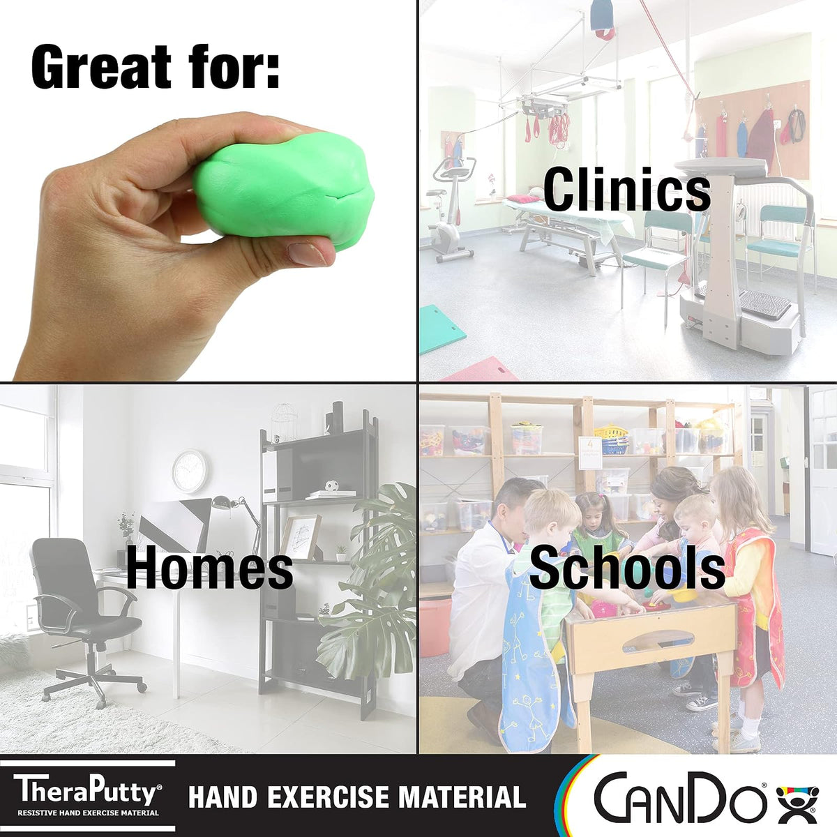 CanDo TheraPutty - Masilla de ejercicio de mano estándar para rehabilitación, ejercicios, terapia de manos, terapia ocupacional, fortalecimiento de manos, mejora las habilidades motoras, alivio del estrés