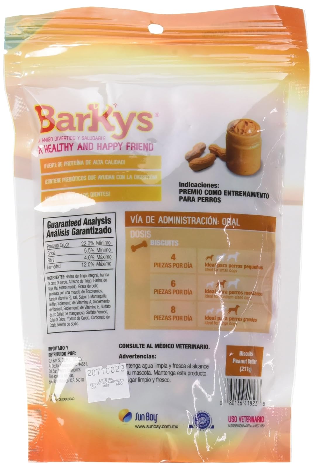 BARKYS Biscuits Crema de Cacahuate con Prebióticos, 217 g, 3 Pack