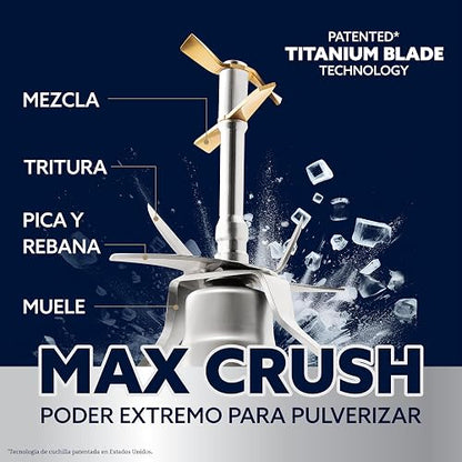 Oster Licuadora Profesional XTREMEMIX 1500 W, Vaso de Vidrio 2 L, iBlend | Tecnología Reversible, 3 Programas Automáticos: Smoothie, Triturar, Procesar, 3 Velocidades + Pulso, Gris, BLSTXPG-BW